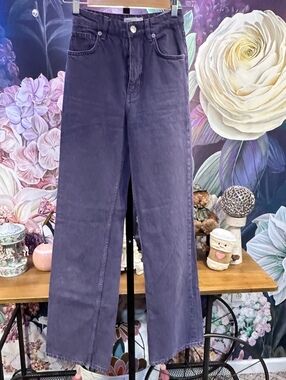 ZARA 0 Jeans Y2K Purple Wide Leg High Rise 90s Streetwear